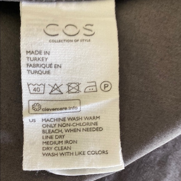 COS Gray Midi Collared Shirt Dress 38” Length 3/4 Sleeves Minimalist Utility - Picture 7 of 9